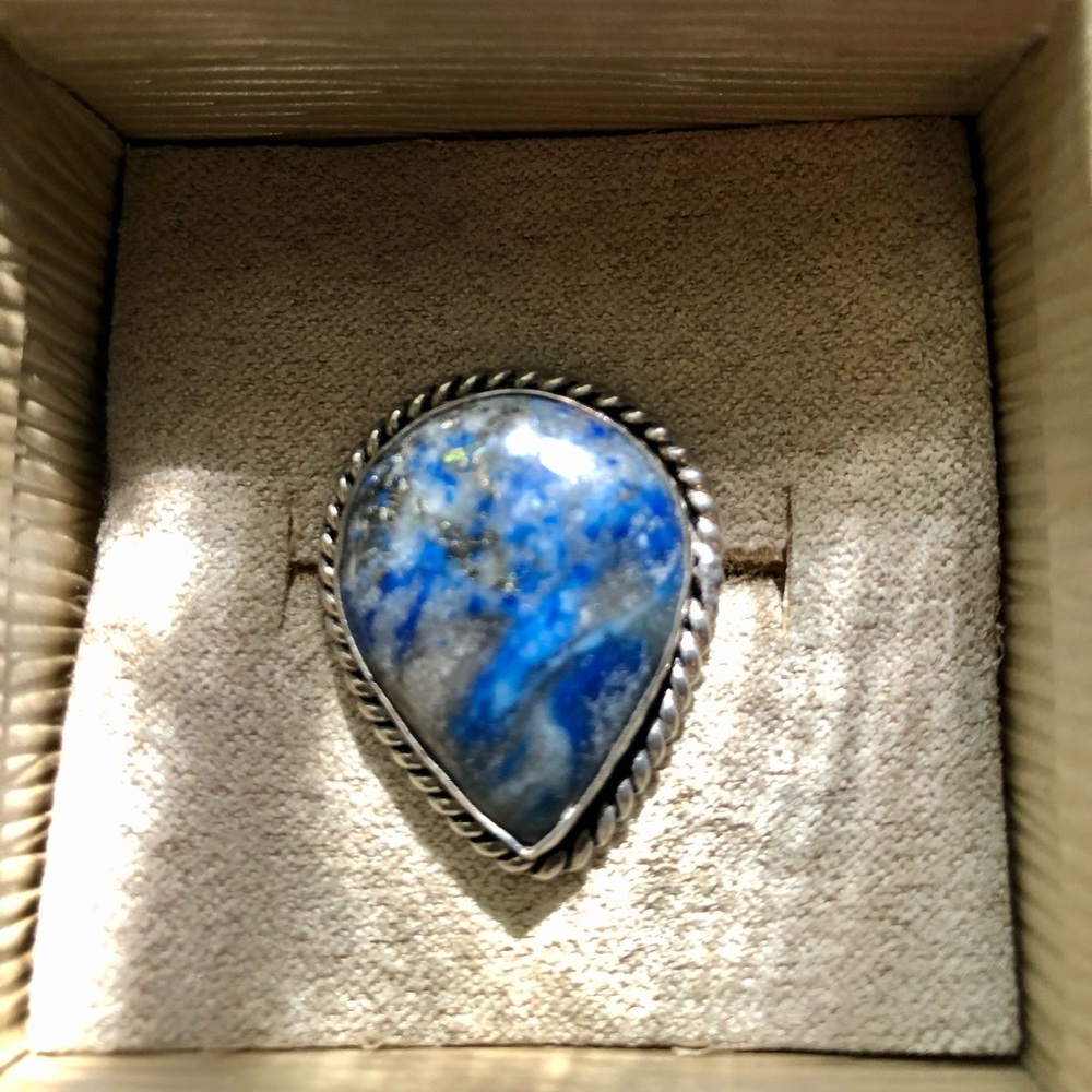 Size 7 Tear Drop Sodalite Stone and SterlingSilver